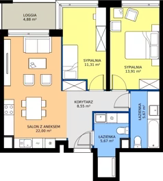 3 pokoje, mieszkanie 67,10 m², piętro 6, oferta nr I.6M25, Nadmotławie Apartments Budynek I, Gdańsk, Śródmieście, ul. Sienna Grobla