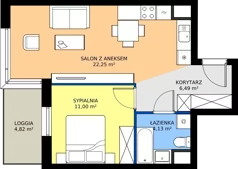 2 pokoje, mieszkanie 43,93 m², piętro 1, oferta nr I.1M08, Nadmotławie Apartments Budynek I, Gdańsk, Śródmieście, ul. Sienna Grobla