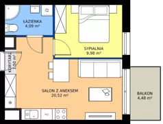 2 pokoje, mieszkanie 36,09 m², piętro 4, oferta nr I.4M17, Nadmotławie Apartments Budynek I, Gdańsk, Śródmieście, ul. Sienna Grobla