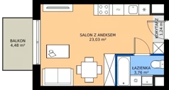 1 pokój, mieszkanie 26,65 m², piętro 6, oferta nr I.6M27, Nadmotławie Apartments Budynek I, Gdańsk, Śródmieście, ul. Sienna Grobla