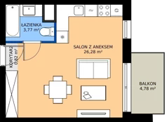 1 pokój, mieszkanie 29,32 m², piętro 5, oferta nr I.5M07, Nadmotławie Apartments Budynek I, Gdańsk, Śródmieście, ul. Sienna Grobla