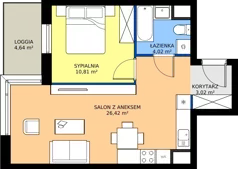 2 pokoje, mieszkanie 44,27 m², piętro 4, oferta nr I.4M08, Nadmotławie Apartments Budynek I, Gdańsk, Śródmieście, ul. Sienna Grobla