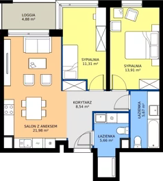 3 pokoje, mieszkanie 67,06 m², piętro 1, oferta nr I.1M25, Nadmotławie Apartments Budynek I, Gdańsk, Śródmieście, ul. Sienna Grobla