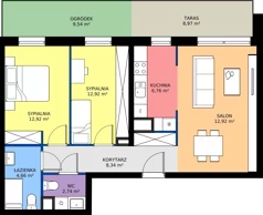 3 pokoje, mieszkanie 67,36 m², piętro 1, oferta nr I.1M06, Nadmotławie Apartments Budynek I, Gdańsk, Śródmieście, ul. Sienna Grobla