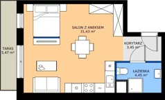 1 pokój, mieszkanie 39,33 m², parter, oferta nr I.0M06, Nadmotławie Apartments Budynek I, Gdańsk, Śródmieście, ul. Sienna Grobla