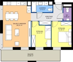 3 pokoje, mieszkanie 65,70 m², piętro 1, oferta nr I.1M02, Nadmotławie Apartments Budynek I, Gdańsk, Śródmieście, ul. Sienna Grobla
