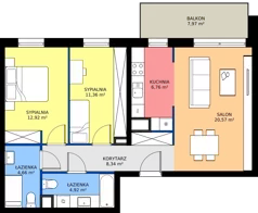 3 pokoje, mieszkanie 69,54 m², piętro 2, oferta nr I.2M06, Nadmotławie Apartments Budynek I, Gdańsk, Śródmieście, ul. Sienna Grobla