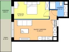 2 pokoje, mieszkanie 42,11 m², piętro 1, oferta nr I.1M28, Nadmotławie Apartments Budynek I, Gdańsk, Śródmieście, ul. Sienna Grobla