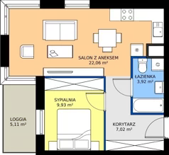 2 pokoje, mieszkanie 42,88 m², piętro 5, oferta nr I.5M11, Nadmotławie Apartments Budynek I, Gdańsk, Śródmieście, ul. Sienna Grobla
