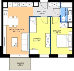 3 pokoje, mieszkanie 55,62 m², piętro 2, oferta nr I.2M28, Nadmotławie Apartments Budynek I, Gdańsk, Śródmieście, ul. Sienna Grobla