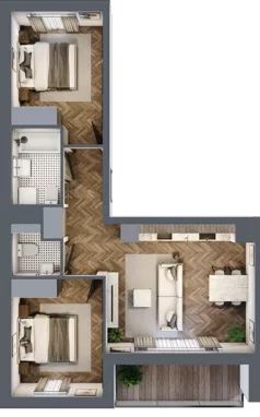 3 pokoje, mieszkanie 55,68 m², piętro 7, oferta nr E.7M13, Nowa Wałowa, Gdańsk, Śródmieście, ul. Stępkarska / Wiosna Ludów