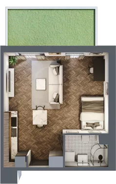 1 pokój, mieszkanie 35,45 m², parter, oferta nr E.0M03, Nowa Wałowa, Gdańsk, Śródmieście, ul. Stępkarska / Wiosna Ludów