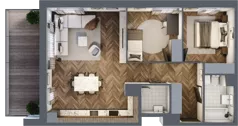 3 pokoje, mieszkanie 69,51 m², piętro 7, oferta nr E.7M09, Nowa Wałowa, Gdańsk, Śródmieście, ul. Stępkarska / Wiosna Ludów