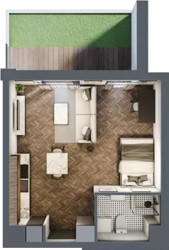 1 pokój, mieszkanie 33,18 m², parter, oferta nr E.0M04, Nowa Wałowa, Gdańsk, Śródmieście, ul. Stępkarska / Wiosna Ludów