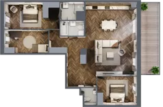 4 pokoje, mieszkanie 106,99 m², piętro 7, oferta nr E.7M06, Nowa Wałowa, Gdańsk, Śródmieście, ul. Stępkarska / Wiosna Ludów
