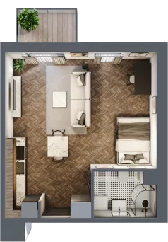 1 pokój, mieszkanie 35,74 m², piętro 1, oferta nr E.1M16, Nowa Wałowa, Gdańsk, Śródmieście, ul. Stępkarska / Wiosna Ludów