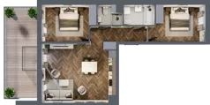 3 pokoje, mieszkanie 66,33 m², piętro 1, oferta nr E.1M19, Nowa Wałowa, Gdańsk, Śródmieście, ul. Stępkarska / Wiosna Ludów
