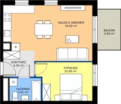 2 pokoje, mieszkanie 44,02 m², piętro 1, oferta nr 3.11.1M02, Szumilas bud. 11-15, Kowale, ul. Magazynowa