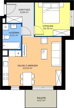 2 pokoje, mieszkanie 45,13 m², piętro 3, oferta nr 3.15.3M03, Szumilas bud. 11-15, Kowale, ul. Magazynowa