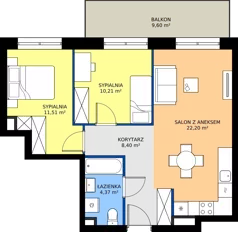 3 pokoje, mieszkanie 56,51 m², piętro 2, oferta nr B.2M08, WENDY - Budynek B, Gdynia, Śródmieście, Śródmieście, ul. Wendy