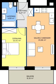 2 pokoje, mieszkanie 41,92 m², piętro 3, oferta nr B.3M13, WENDY - Budynek B, Gdynia, Śródmieście, Śródmieście, ul. Wendy