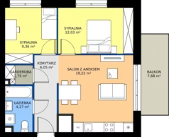 3 pokoje, mieszkanie 52,68 m², piętro 7, oferta nr B.7M04, WENDY - Budynek B, Gdynia, Śródmieście, Śródmieście, ul. Wendy