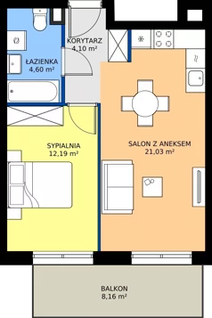 2 pokoje, mieszkanie 41,91 m², piętro 2, oferta nr B.2M13, WENDY - Budynek B, Gdynia, Śródmieście, Śródmieście, ul. Wendy