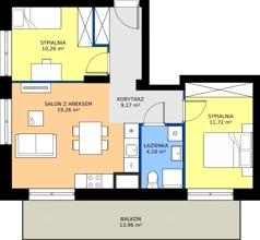 3 pokoje, mieszkanie 54,58 m², piętro 2, oferta nr B.2M01, WENDY - Budynek B, Gdynia, Śródmieście, Śródmieście, ul. Wendy