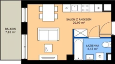 1 pokój, mieszkanie 25,22 m², piętro 5, oferta nr B.5M03, WENDY - Budynek B, Gdynia, Śródmieście, Śródmieście, ul. Wendy