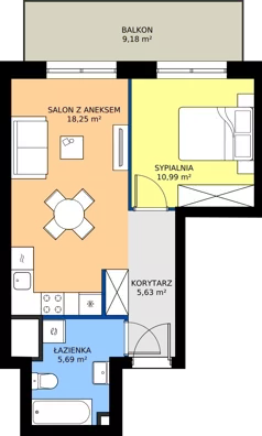 2 pokoje, mieszkanie 40,61 m², piętro 3, oferta nr B.3M07, WENDY - Budynek B, Gdynia, Śródmieście, Śródmieście, ul. Wendy