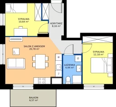 3 pokoje, mieszkanie 56,19 m², piętro 8, oferta nr B.8M01, WENDY - Budynek B, Gdynia, Śródmieście, Śródmieście, ul. Wendy