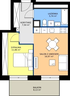 2 pokoje, mieszkanie 41,94 m², piętro 7, oferta nr B.7M06, WENDY - Budynek B, Gdynia, Śródmieście, Śródmieście, ul. Wendy