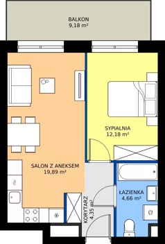 2 pokoje, mieszkanie 41,08 m², piętro 4, oferta nr B.4M06, WENDY - Budynek B, Gdynia, Śródmieście, Śródmieście, ul. Wendy