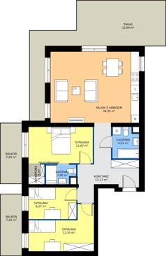 4 pokoje, mieszkanie 89,74 m², piętro 6, oferta nr B.6M02, WENDY - Budynek B, Gdynia, Śródmieście, Śródmieście, ul. Wendy