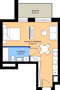 1 pokój, mieszkanie 32,65 m², piętro 3, oferta nr B.3M05, WENDY - Budynek B, Gdynia, Śródmieście, Śródmieście, ul. Wendy