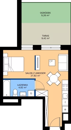 1 pokój, mieszkanie 32,64 m², piętro 1, oferta nr B.1M05, WENDY - Budynek B, Gdynia, Śródmieście, Śródmieście, ul. Wendy