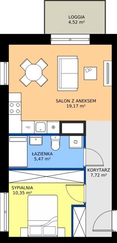 2 pokoje, mieszkanie 42,69 m², piętro 8, oferta nr B.8M02, WENDY - Budynek B, Gdynia, Śródmieście, Śródmieście, ul. Wendy