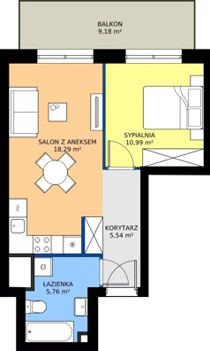 2 pokoje, mieszkanie 40,59 m², piętro 2, oferta nr B.2M07, WENDY - Budynek B, Gdynia, Śródmieście, Śródmieście, ul. Wendy