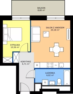 2 pokoje, mieszkanie 43,47 m², piętro 7, oferta nr B.7M03, WENDY - Budynek B, Gdynia, Śródmieście, Śródmieście, ul. Wendy