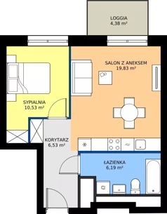2 pokoje, mieszkanie 43,09 m², piętro 8, oferta nr B.8M04, WENDY - Budynek B, Gdynia, Śródmieście, Śródmieście, ul. Wendy