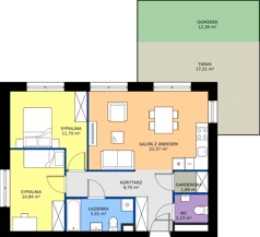3 pokoje, mieszkanie 63,74 m², piętro 1, oferta nr B.1M04, WENDY - Budynek B, Gdynia, Śródmieście, Śródmieście, ul. Wendy