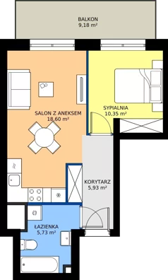 2 pokoje, mieszkanie 40,62 m², piętro 5, oferta nr B.5M07, WENDY - Budynek B, Gdynia, Śródmieście, Śródmieście, ul. Wendy