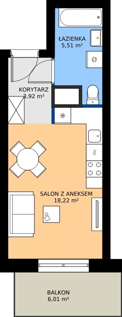 1 pokój, mieszkanie 27,77 m², piętro 5, oferta nr B.5M11, WENDY - Budynek B, Gdynia, Śródmieście, Śródmieście, ul. Wendy