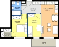 3 pokoje, mieszkanie 57,70 m², piętro 1, oferta nr B.1M26, Foresteria Etap B, Gdynia, Wielki Kack, Kacze Buki, ul. Bieszczadzka
