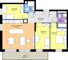 4 pokoje, mieszkanie 77,52 m², piętro 1, oferta nr B.1M03, Foresteria Etap B, Gdynia, Wielki Kack, Kacze Buki, ul. Bieszczadzka
