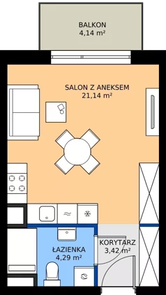 1 pokój, mieszkanie 28,85 m², piętro 4, oferta nr B.4M15, Foresteria Etap B, Gdynia, Wielki Kack, Kacze Buki, ul. Bieszczadzka