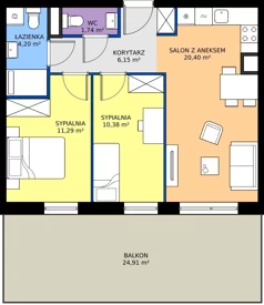 3 pokoje, mieszkanie 54,16 m², parter, oferta nr B.0M18, Foresteria Etap B, Gdynia, Wielki Kack, Kacze Buki, ul. Bieszczadzka