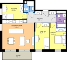 4 pokoje, mieszkanie 77,52 m², piętro 2, oferta nr B.2M03, Foresteria Etap B, Gdynia, Wielki Kack, Kacze Buki, ul. Bieszczadzka