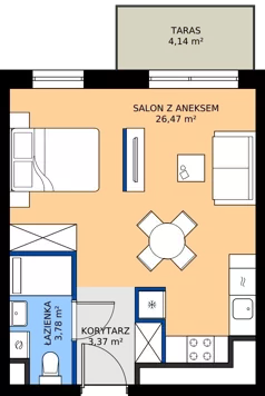 1 pokój, mieszkanie 33,62 m², piętro 1, oferta nr B.1M10, Foresteria Etap B, Gdynia, Wielki Kack, Kacze Buki, ul. Bieszczadzka