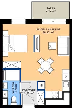 1 pokój, mieszkanie 33,61 m², piętro 1, oferta nr B.1M07, Foresteria Etap B, Gdynia, Wielki Kack, Kacze Buki, ul. Bieszczadzka